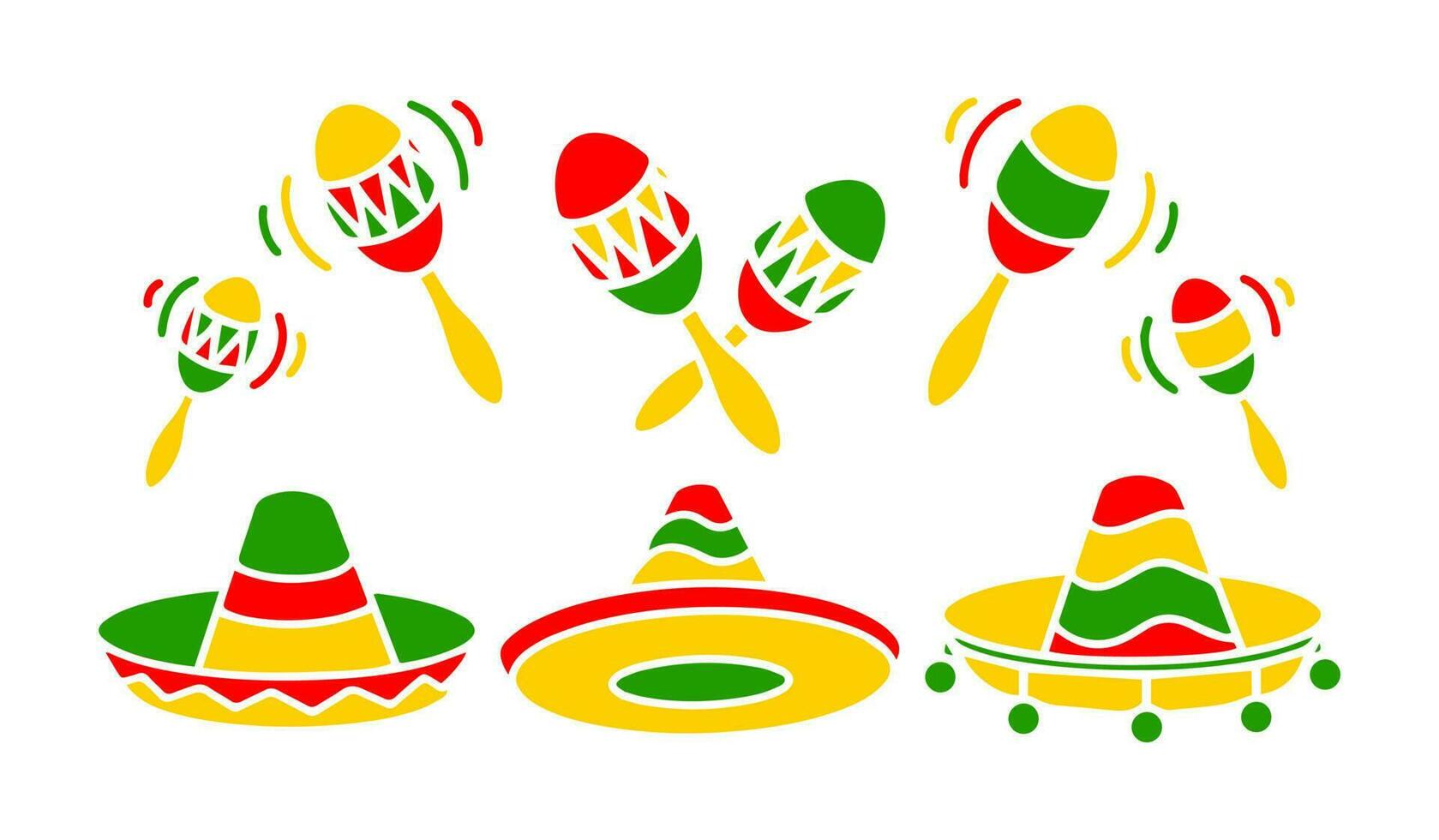 mexicano sombrero y maracas vector recopilación.