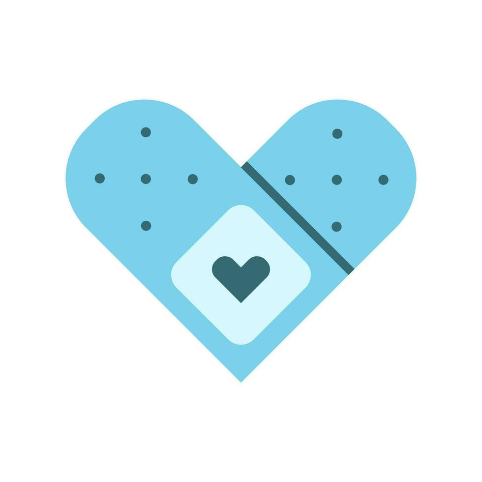 Flat cute illustration of band aid with a heart in doodle style. vector