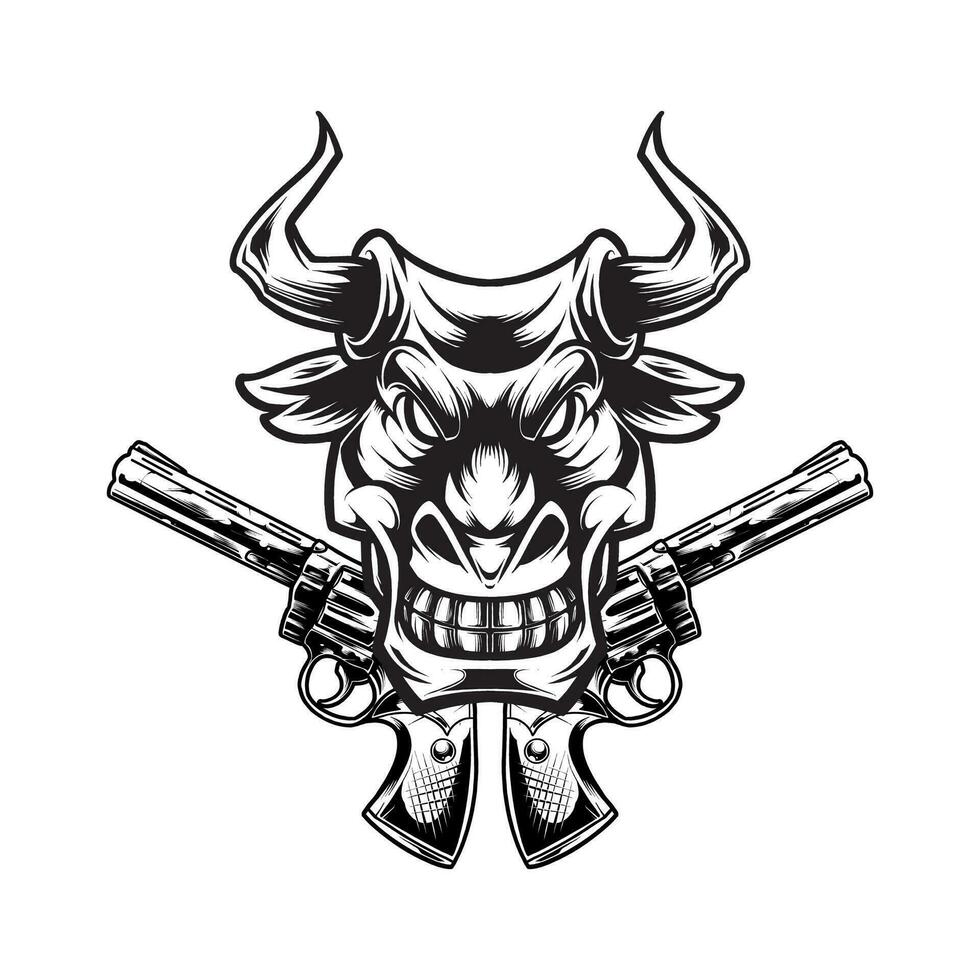 BULL HEAD WITH EXPRESSION vector