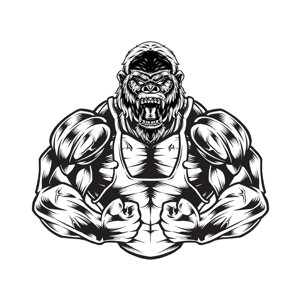 GYM AND FITNESS ANIMALS WITH BODYBUILDER POSES vector