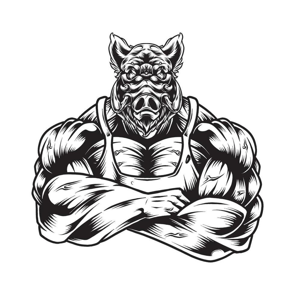 GYM AND FITNESS ANIMALS WITH BODYBUILDER POSES vector