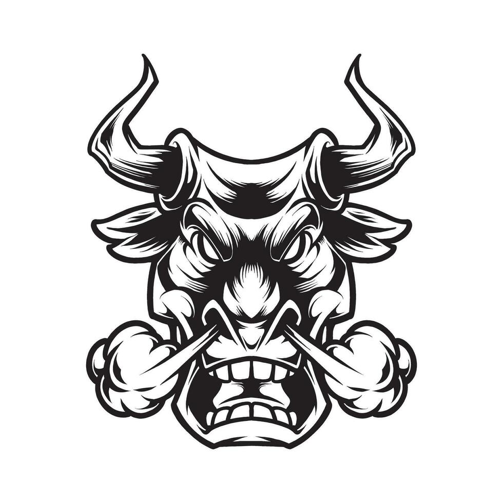 BULL HEAD WITH EXPRESSION vector