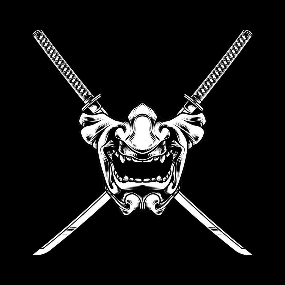 JAPANESE MASK AND KATANA vector