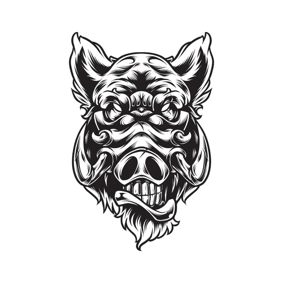 Wild Boar Head with Expression vector