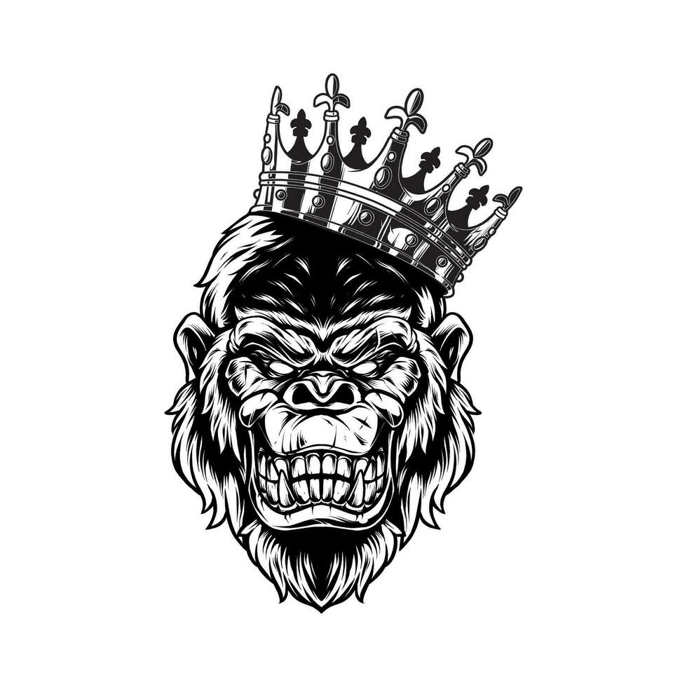 HEAD OF ANIMAL KING WITH CROWN vector