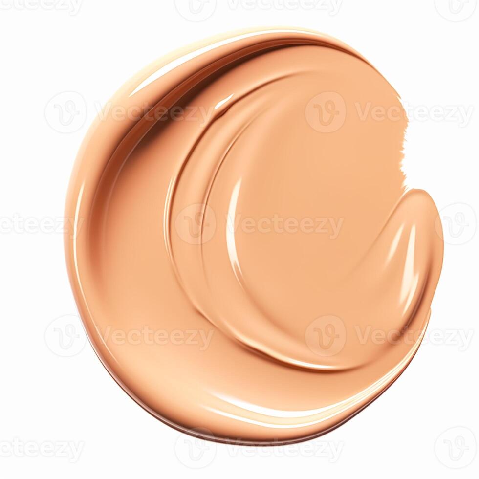 Beauty swatch and cosmetics texture, circle round beige liquid cosmetic foundation sample isolated on white background, photo