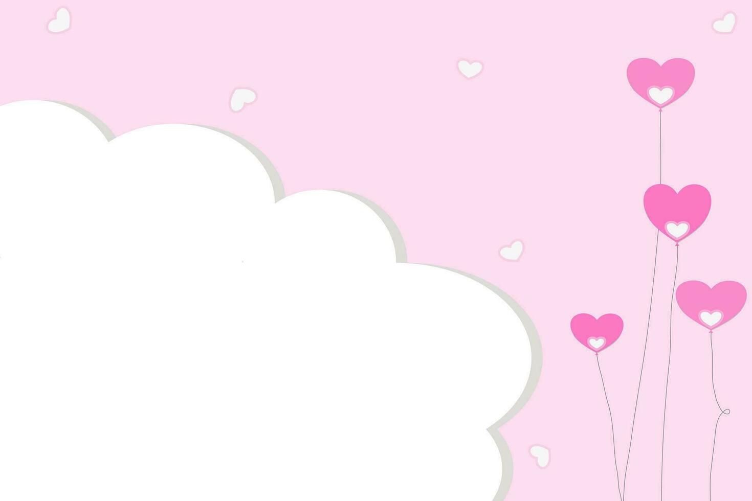 Vector - Sweet template white space bubble with pink heart background. Valentine's day, Mother's, Birthday or greeting card. Cute design. Copy space.