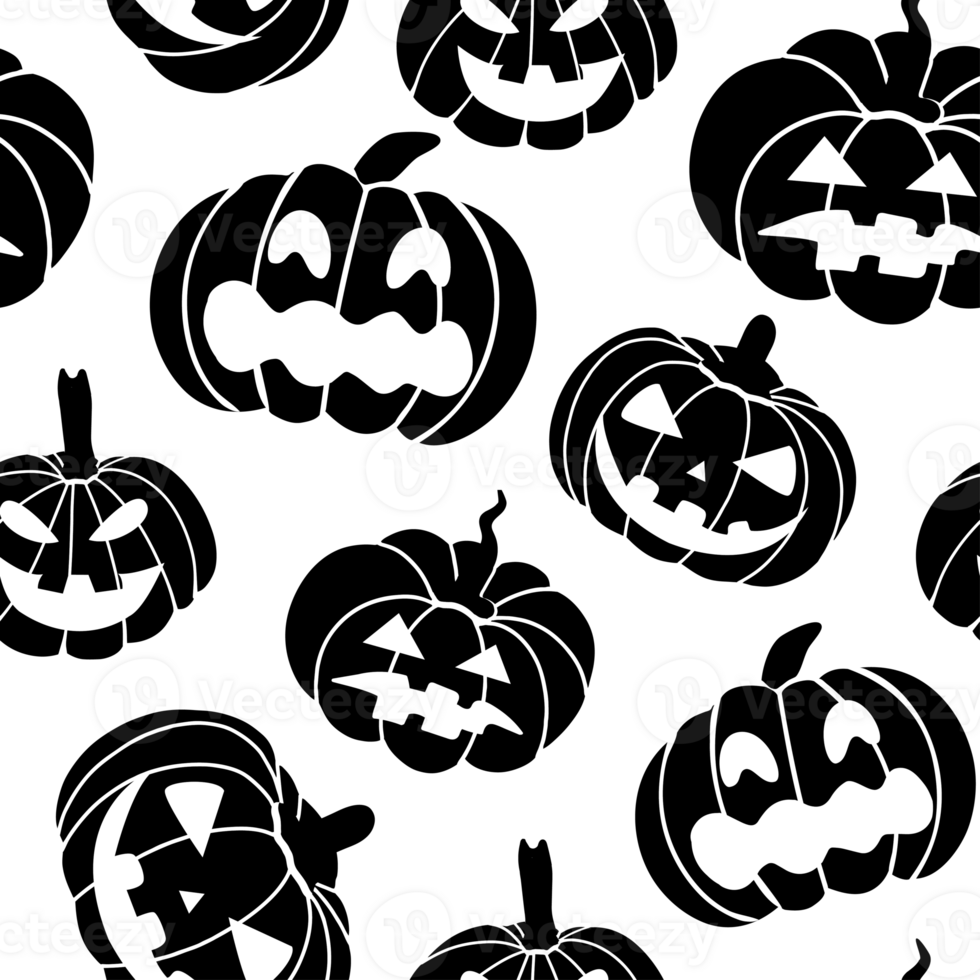 pattern of pumpkin silhouettes. Halloween pattern png