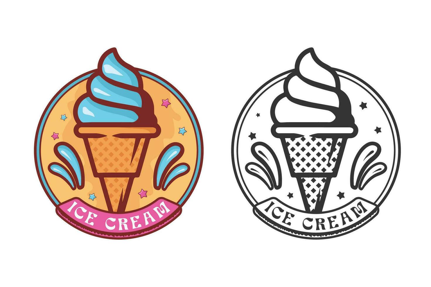 Set of vintage ice cream shop logo badges and labels. Ice cream labels and badge collections. vector