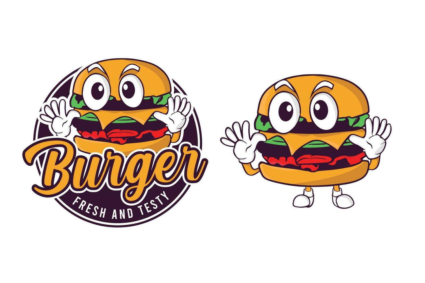 Retro Burger vintage logo, Badge design. Retro Burger joint. Vintage fast food illustration. Logo cheeseburger design. vector