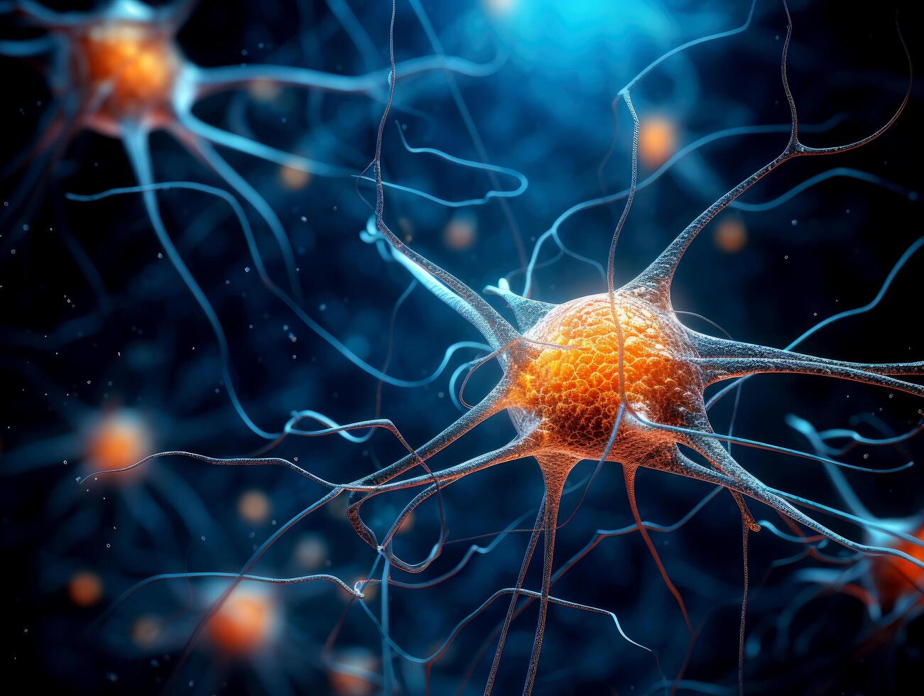 Abstract medical science background with neuron cells photo