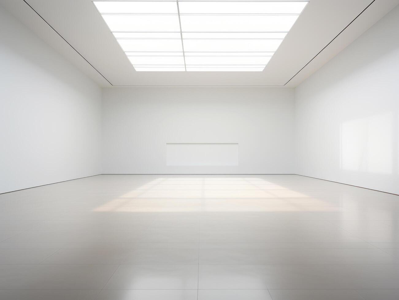 Empty white modern room interior with glass roof photo