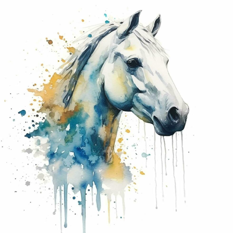 Digital watercolour painting of a horse photo