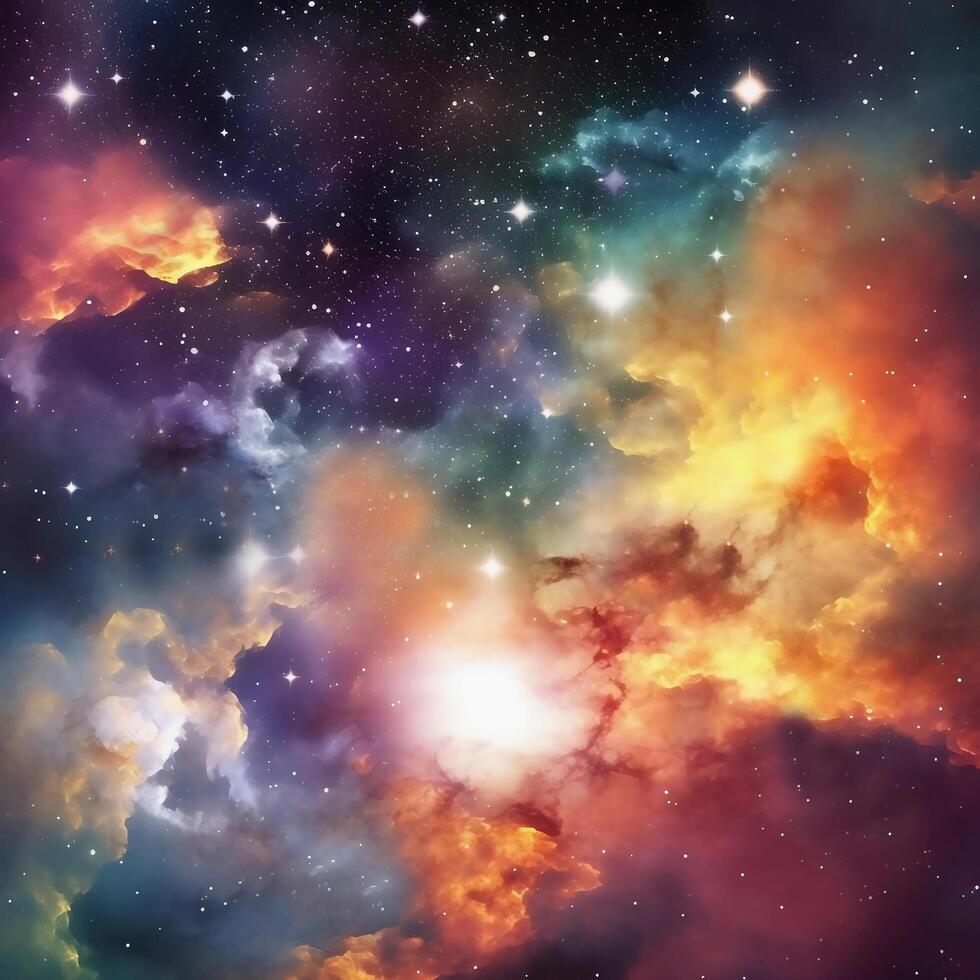 Abstract background of a colourful space sky with nebula and stars - photo
