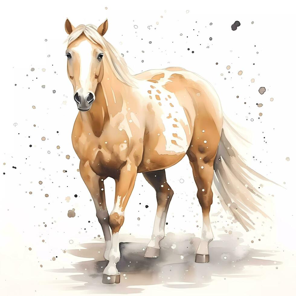 Watercolour painting of a chestnut coloured horse photo