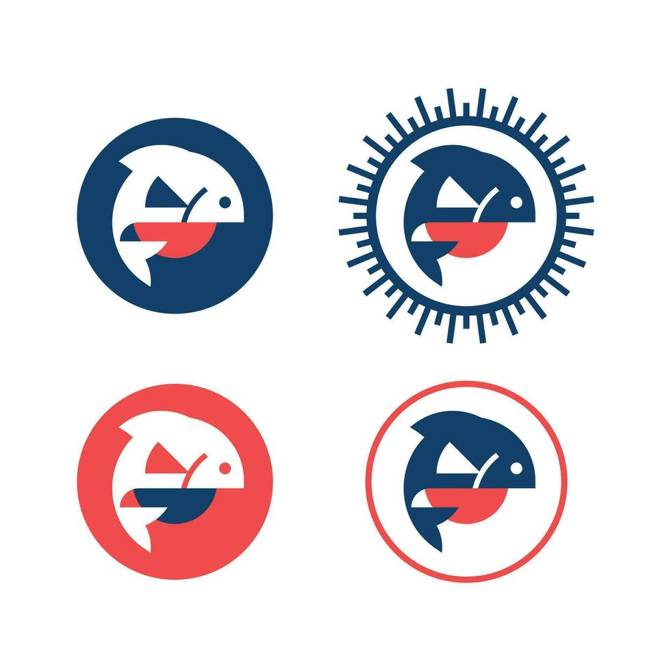 Simple badge fish logo vector