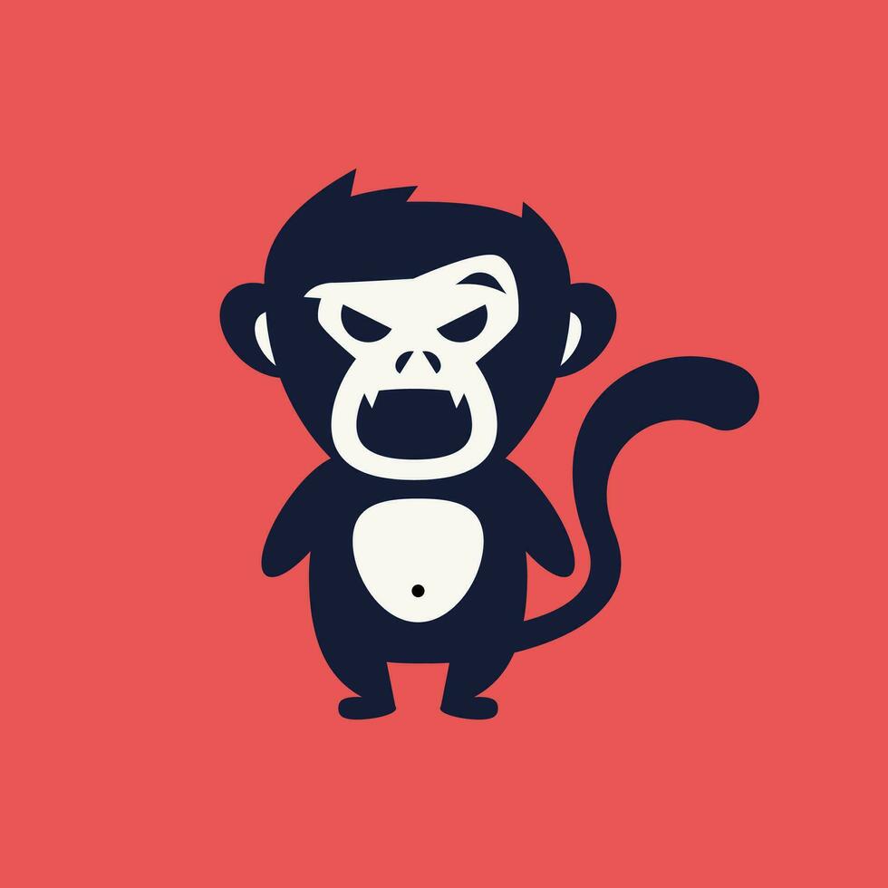 Scream monkey full body logo vector