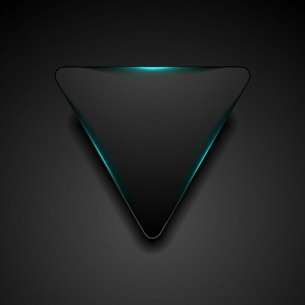 Black triangle with glowing blue light abstract background vector