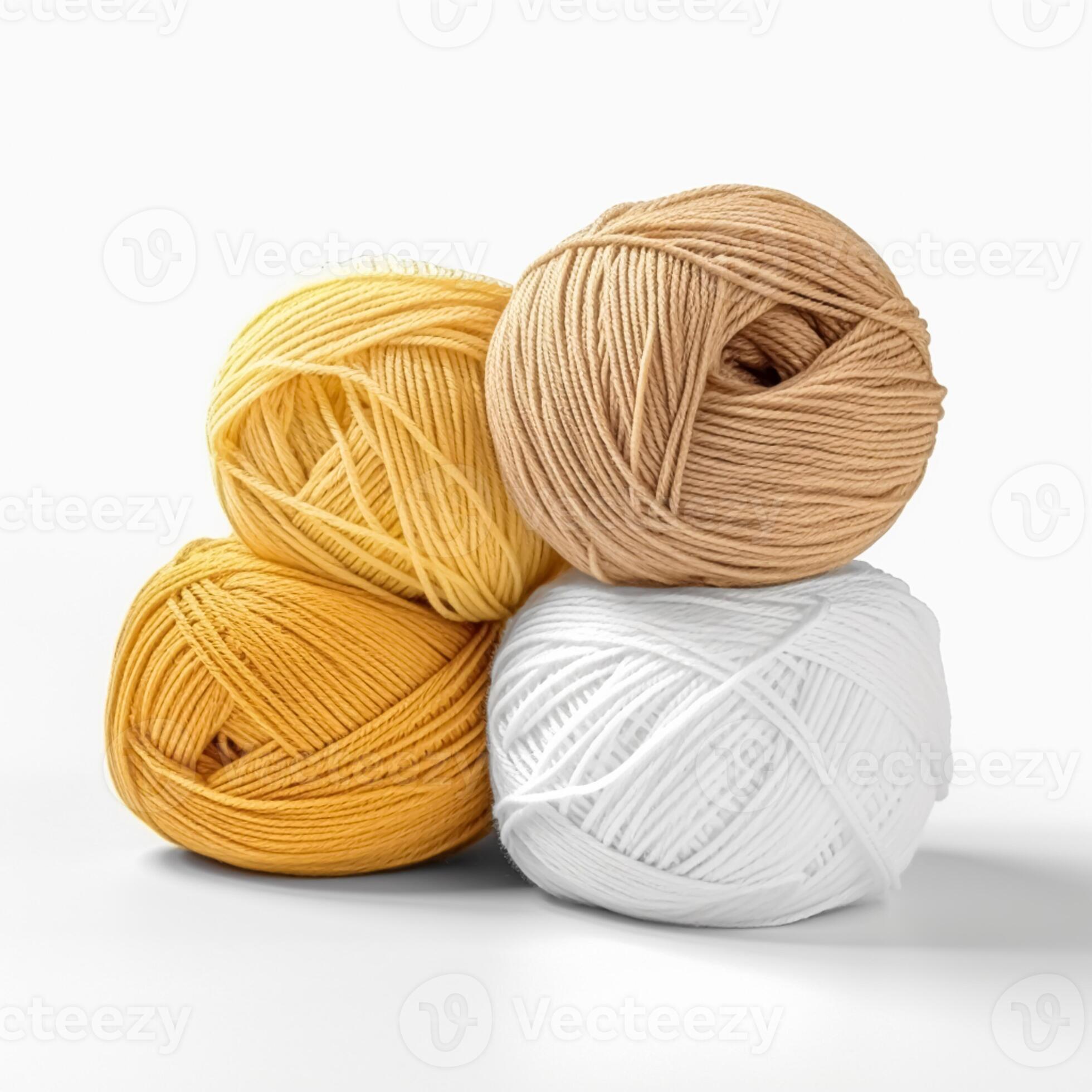 Yellow Wool Yarn Ball Isolated On White Background Stock Photo