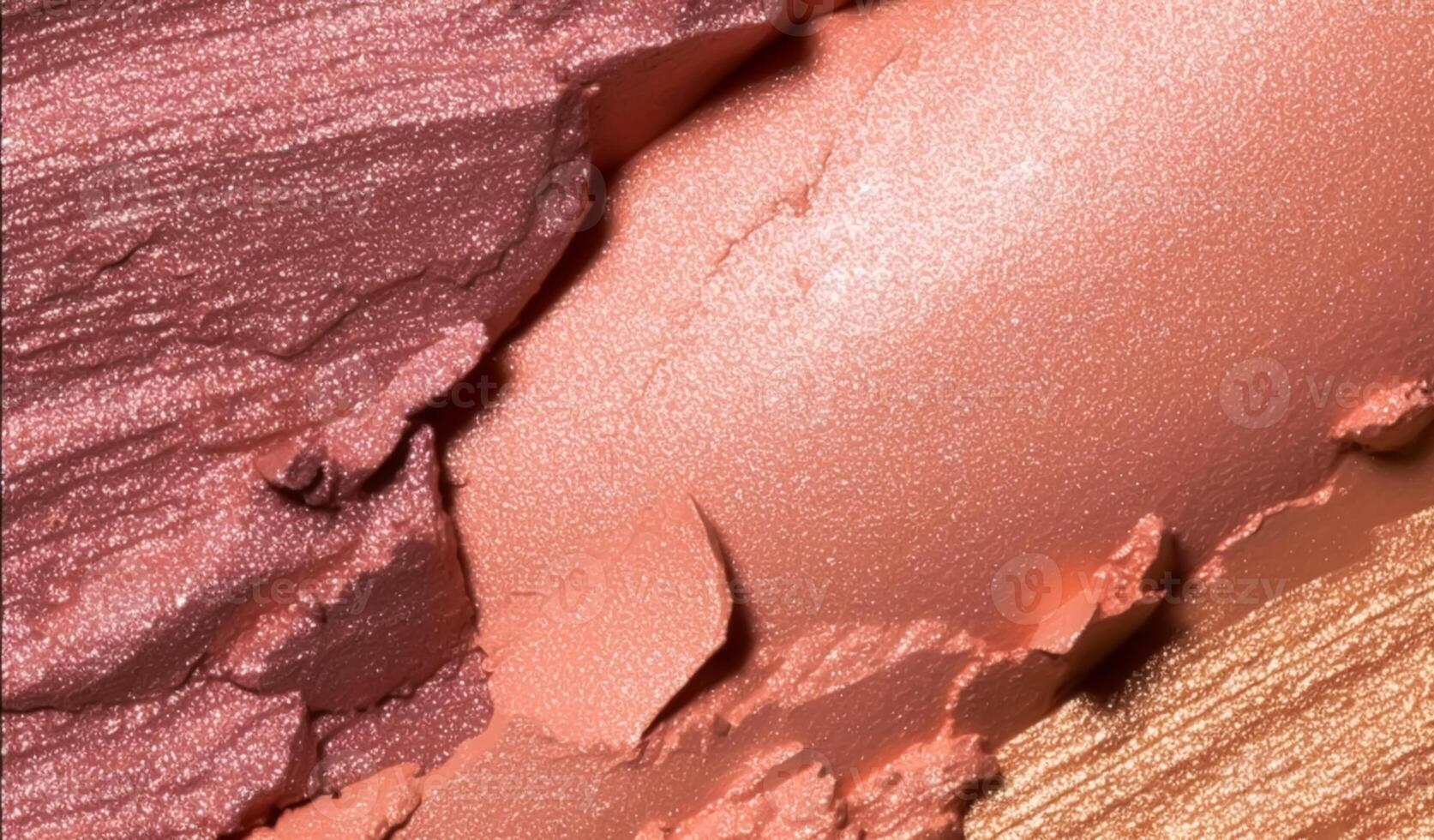 Beauty product texture and crushed cosmetics, pink gold makeup shimmer, blush eyeshadow powder as abstract luxury cosmetic background, photo
