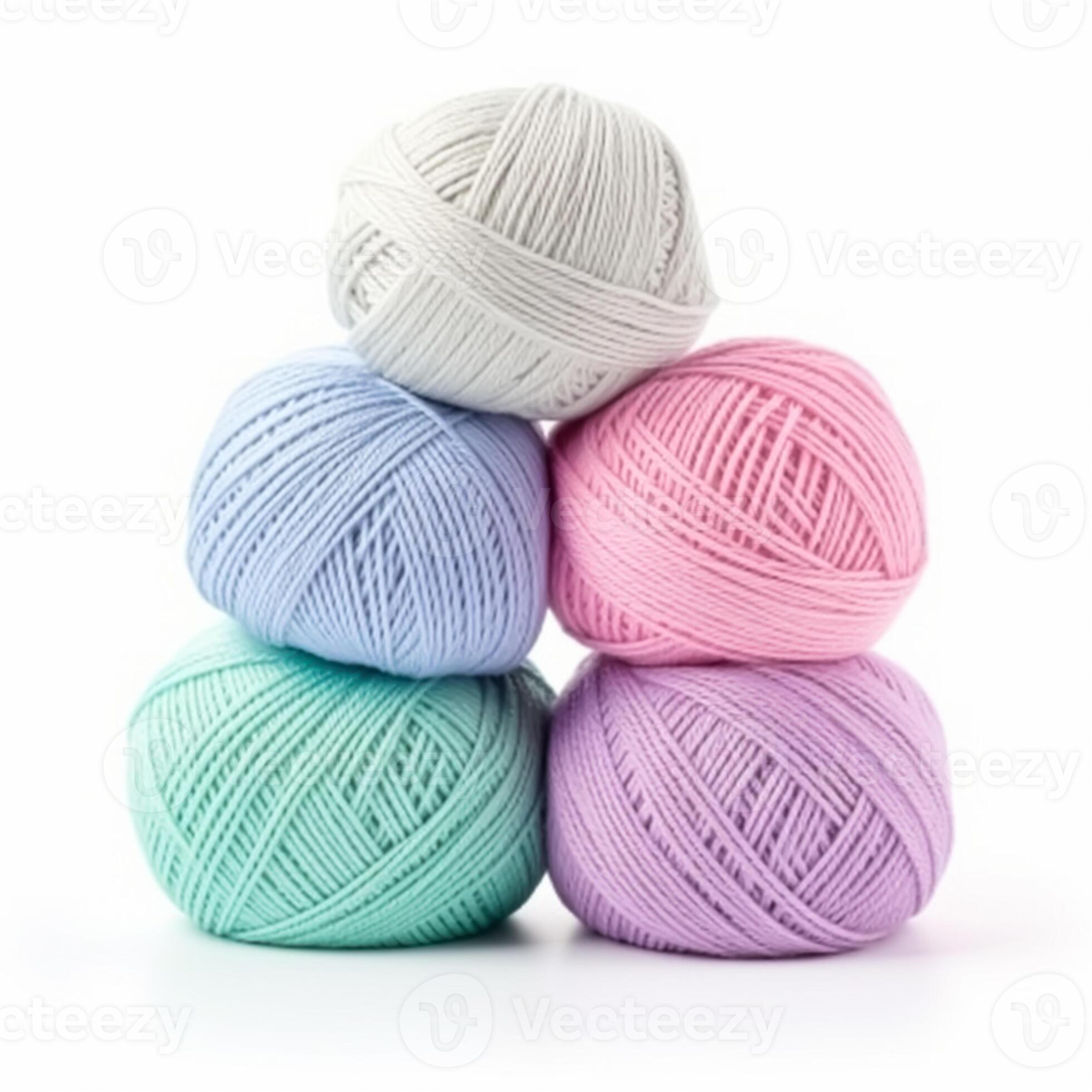 Yarn balls for knitting and crochet isolated on white background, cotton  wool clews and skeins as natural organic material for knitwear, diy  handmade fashion, generative ai 25273035 Stock Photo at Vecteezy