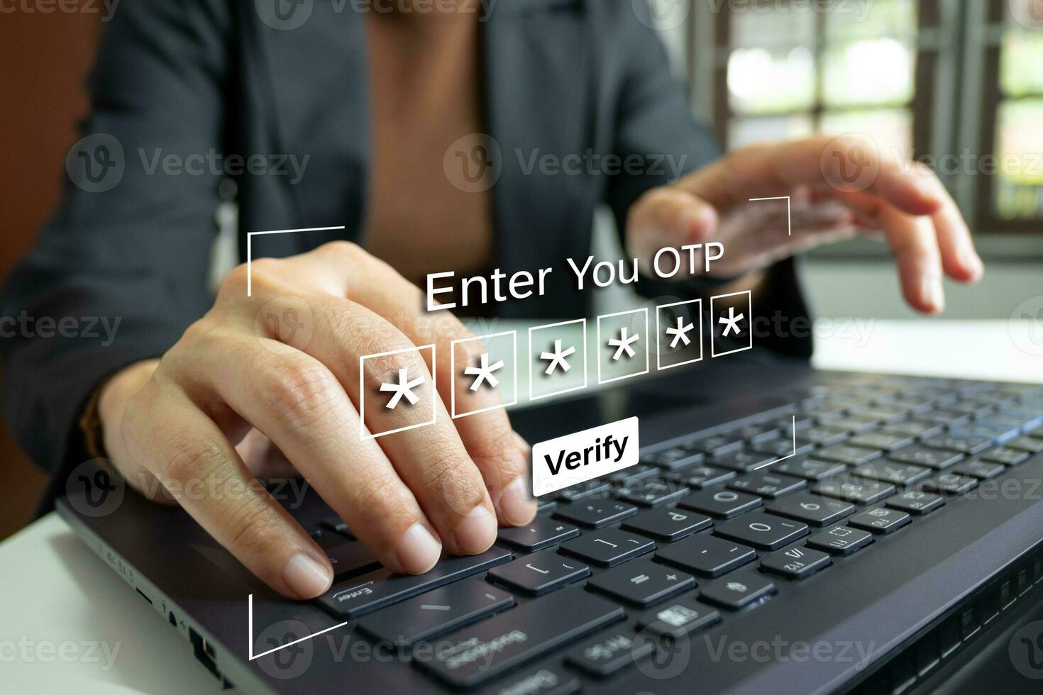 Verification of information with fingerprint scanner,2 factor authentication, high security for login access information, Internet security, online financial transaction, 2-step verify photo