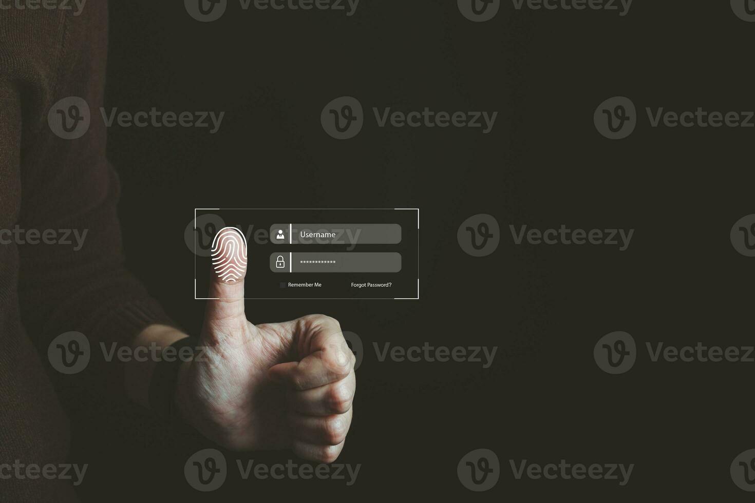 Verification of information with fingerprint scanner,2 factor authentication, high security for login access information, Internet security, online financial transaction, 2-step verify photo