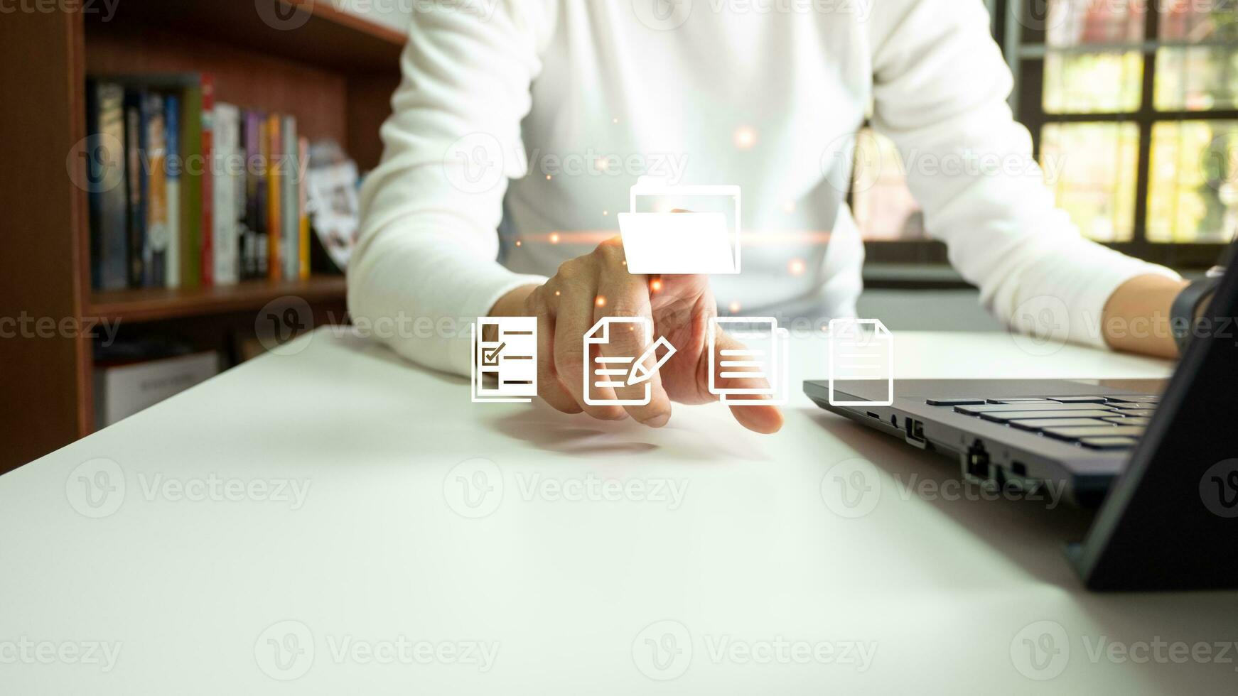 Document Management System DMS, Online document database management, Organization document Organized, automated processes to manage files, ERP enterprise efficient, business technology. photo