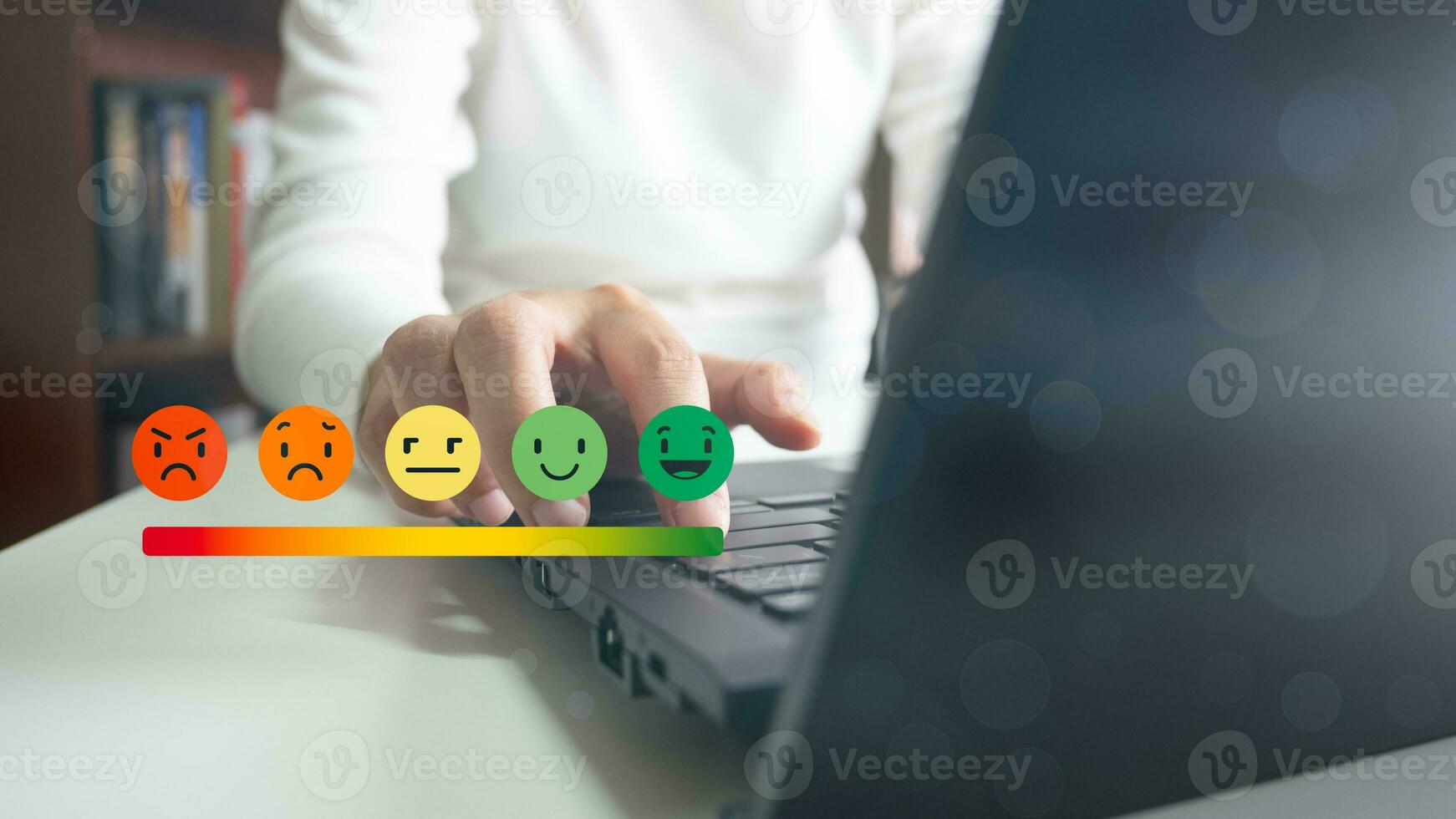 Customer satisfaction assessment, improve service to excellent standard, impressed with the best care, choose smile icon, highest rating and score, good feedback from user photo