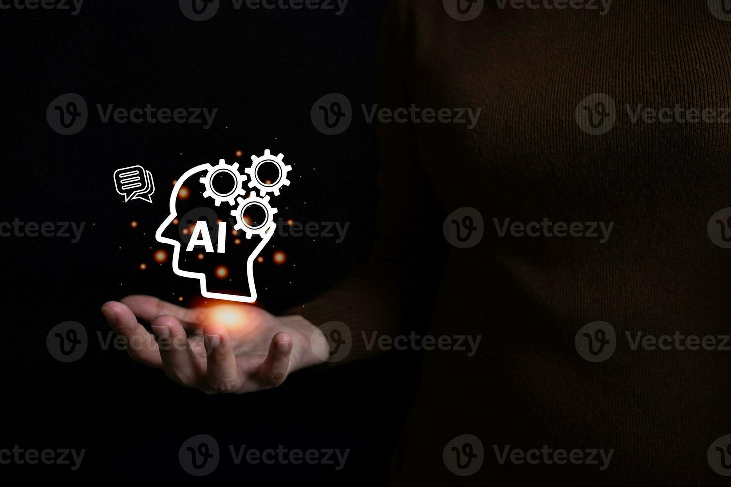 AI technology, Artificial Intelligence, Chatbot Chat and talk with AI, Using for search and find data by command prompt, robot learning machine create or generate picture or article auto photo