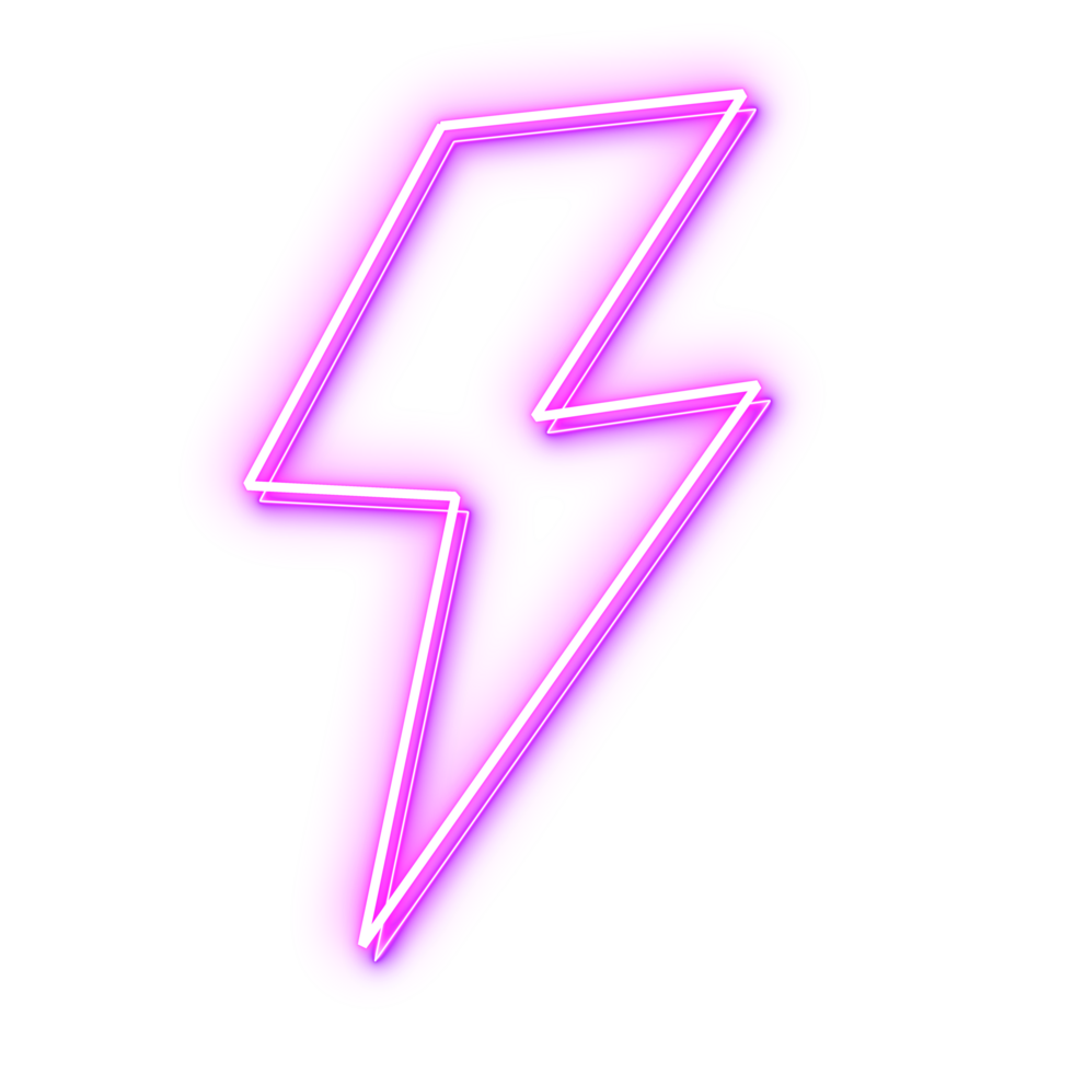 Retro 90s neon lightning shape element png