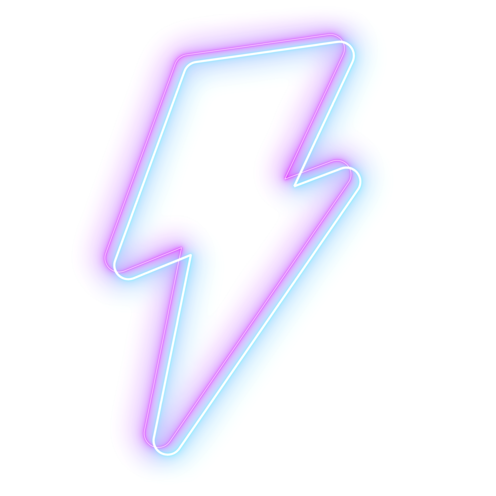 Retro 90s neon lightning shape element png