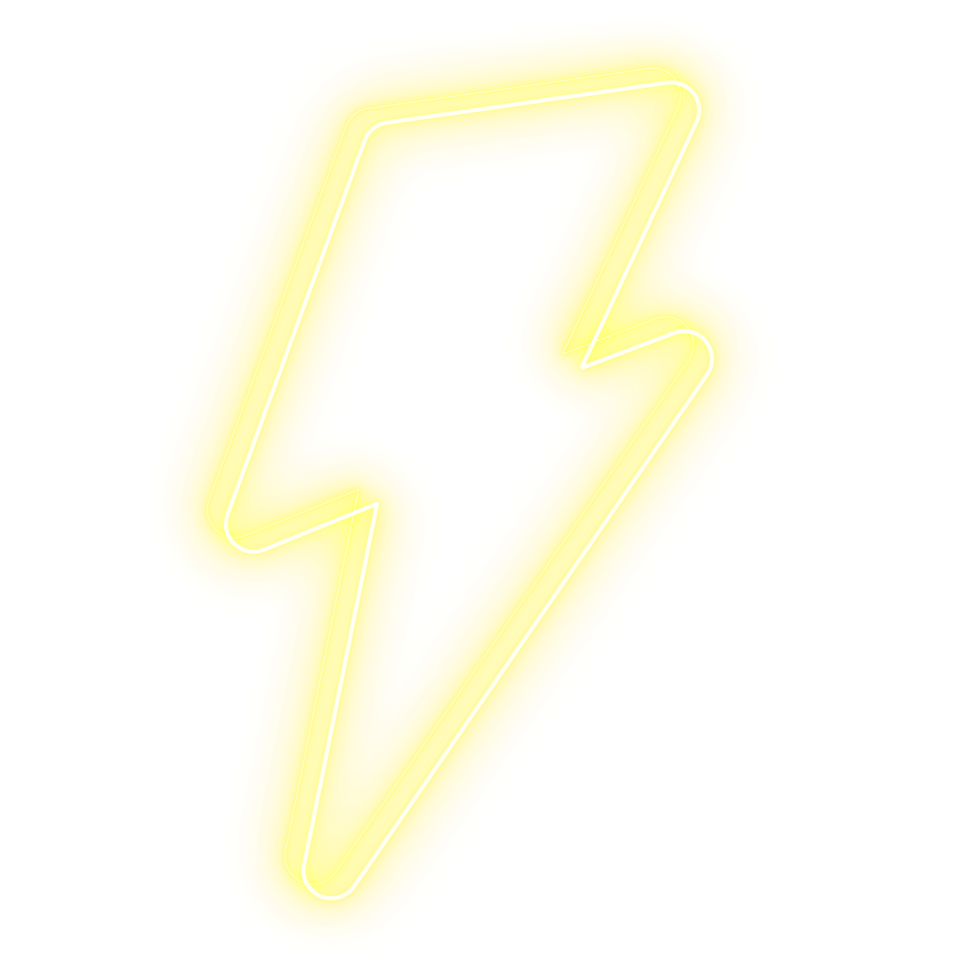 Retro 90s neon lightning shape element png