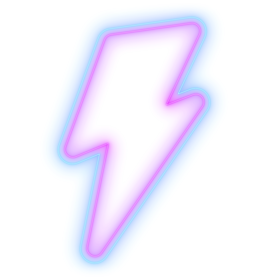 Retro 90s neon lightning shape element png