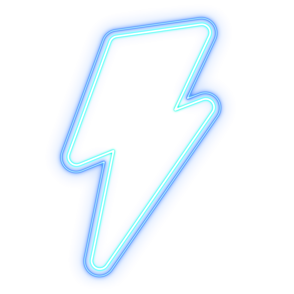 Retro 90s neon lightning shape element png