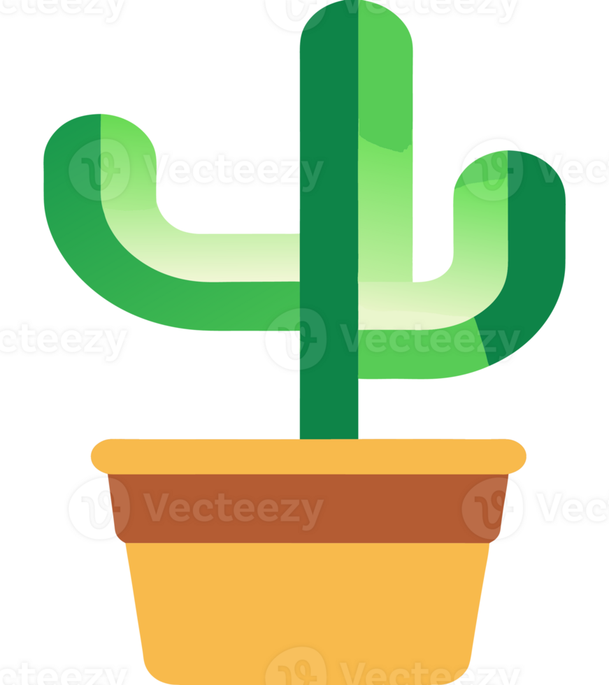 Green plants in pots, cactus icon transparent background cutout png