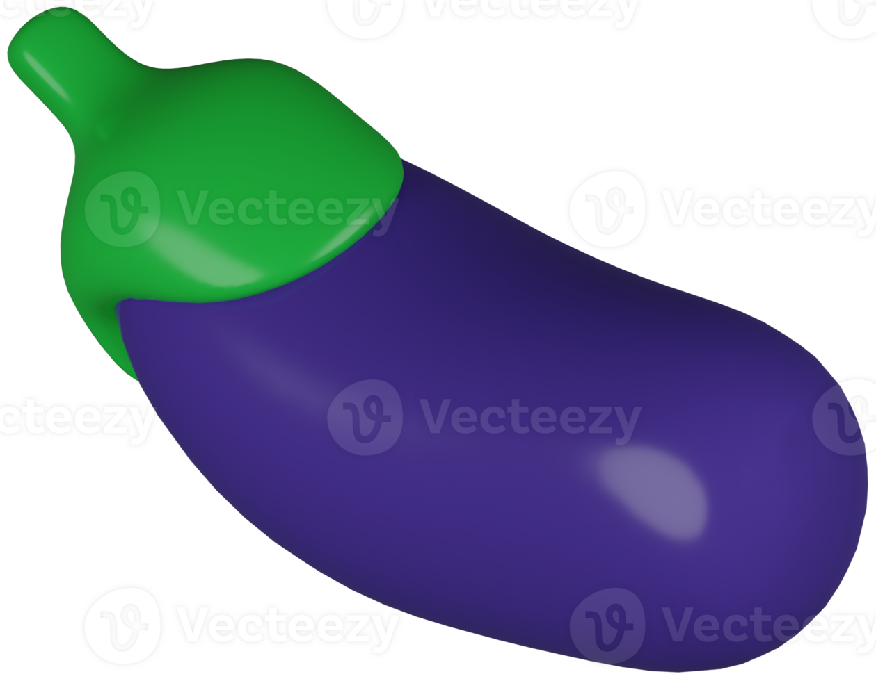 3D model vegetable eggplant toy made of plastic on transparent background png
