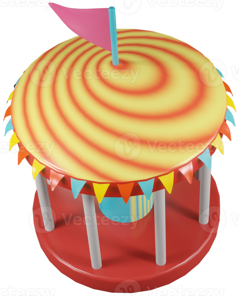 3D model carousel plastic children's toy on transparent background png