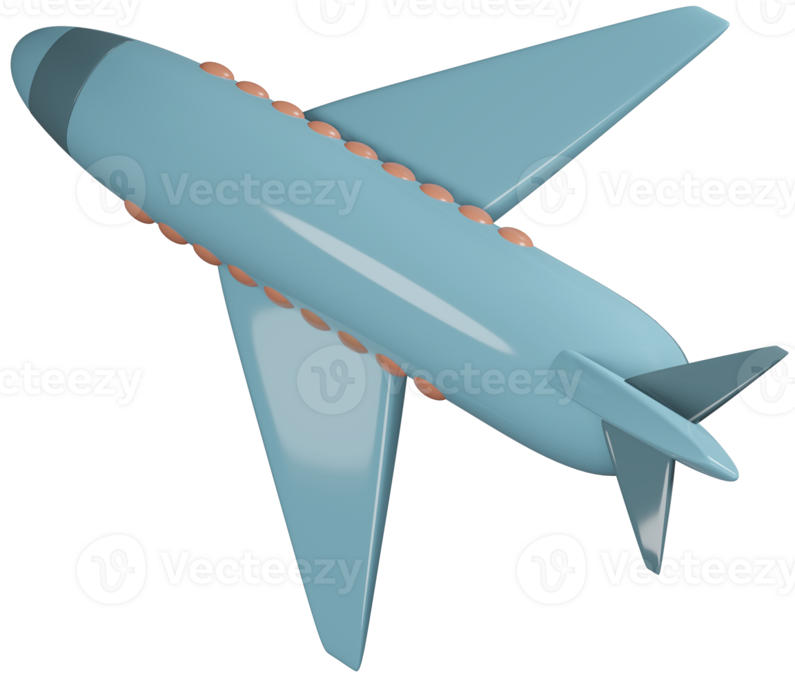 3D model of an airplane children's toy on transparent background png