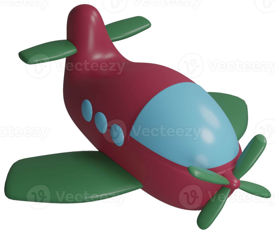 3D model of an airplane children's toy on transparent background png