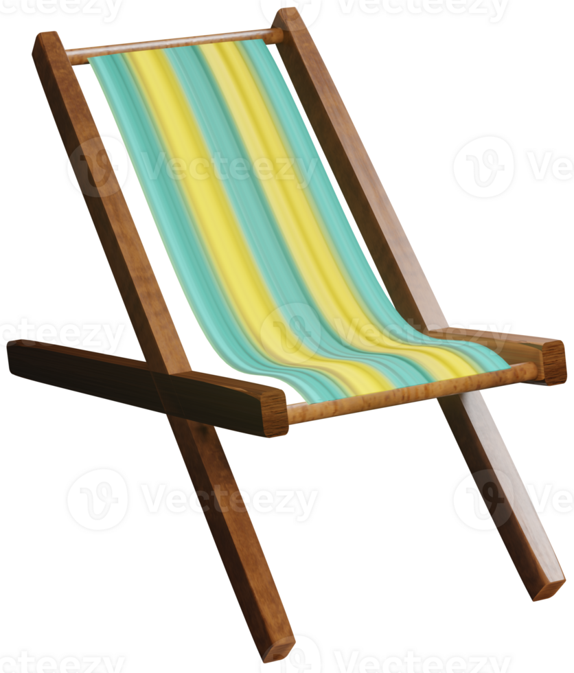 3D model of a wooden deck chair toy on a transparent background png