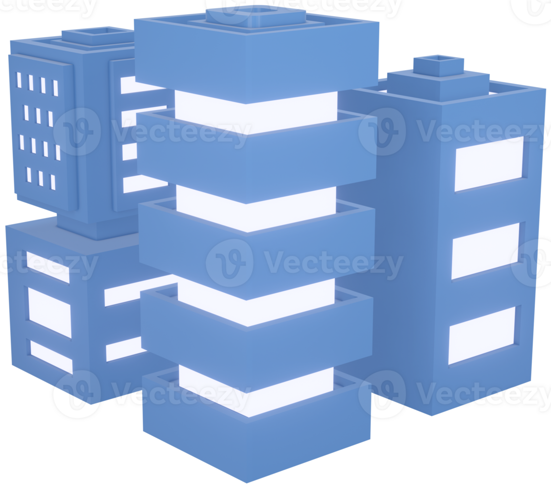 3d model multi story buildings street city on transparent background png