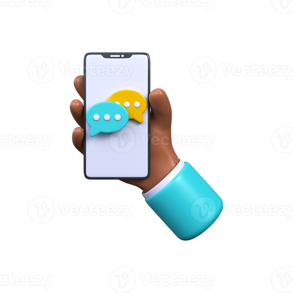 Online chat. Messaging with phone, 3d render png