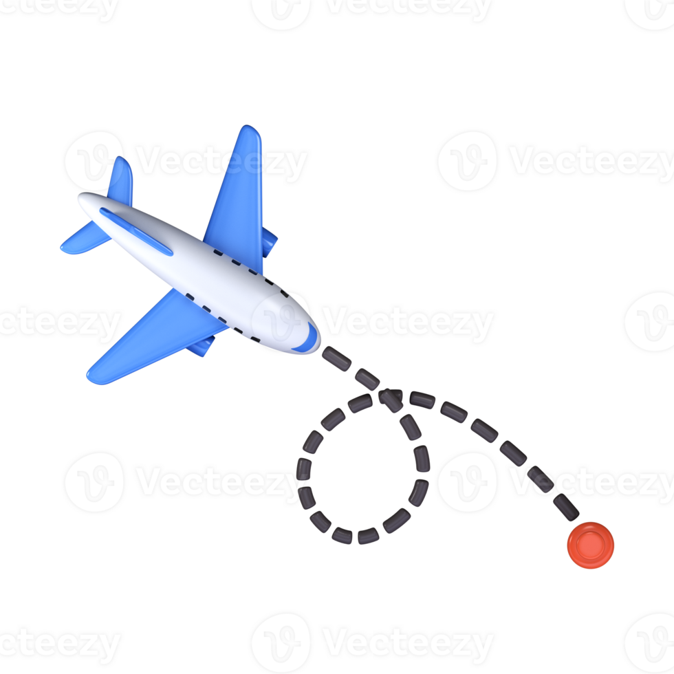 3d airplane path icon. Airplane travel concept png