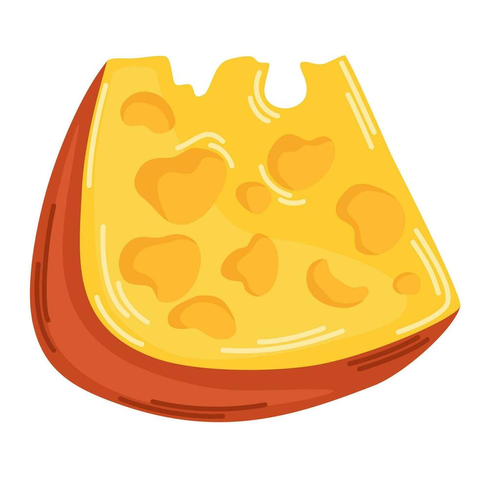Piece of cheese. Vector Head of cheese in flat style isolated on white background