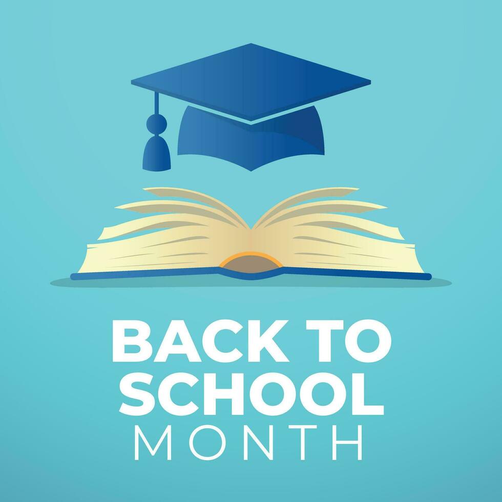 back to school month design template for celebration. book vector design. school illustration. graduation hat vector template.