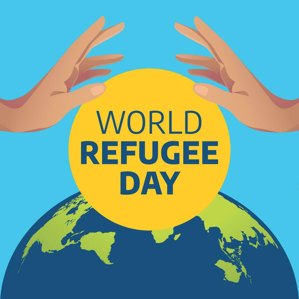 world refugee day vector design for celebration. refugee day template for celebration. flat hand vector design. globe vector design.