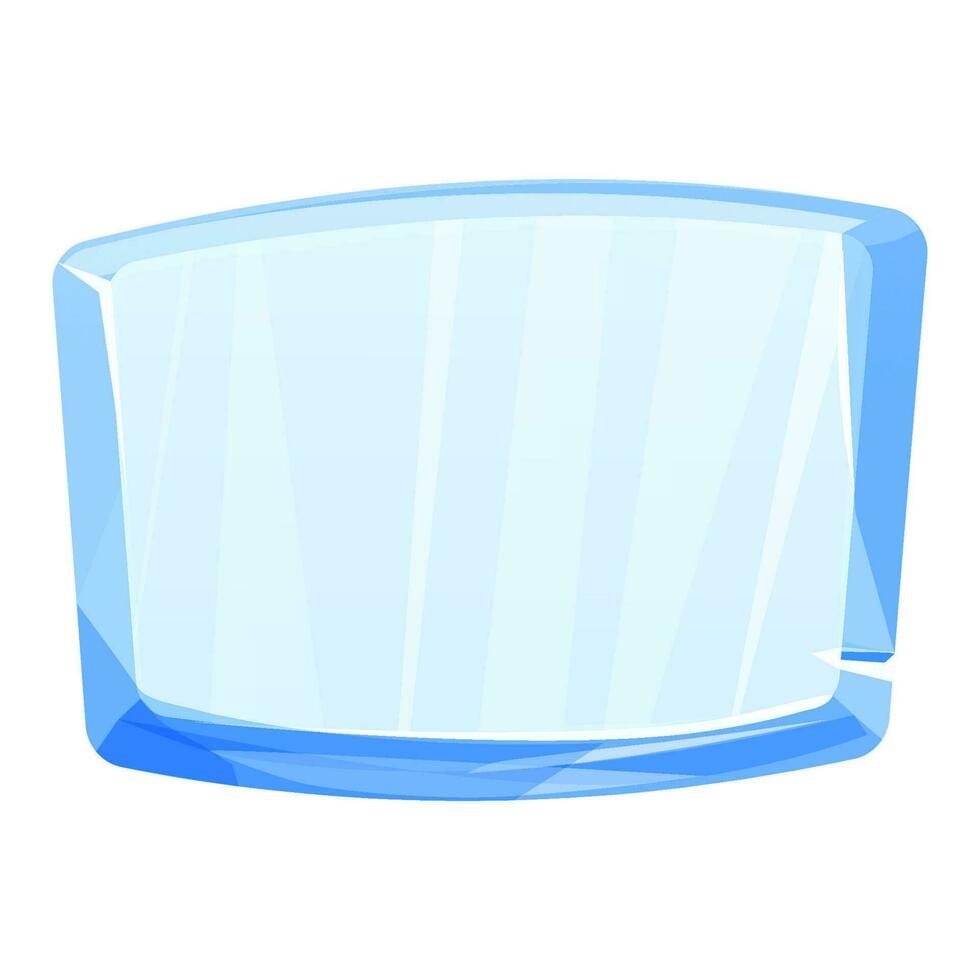 hielo botón, congelado marco, nivel menú en dibujos animados estilo aislado en blanco antecedentes. vaso brillante panel, juego ui elemento. . vector ilustración