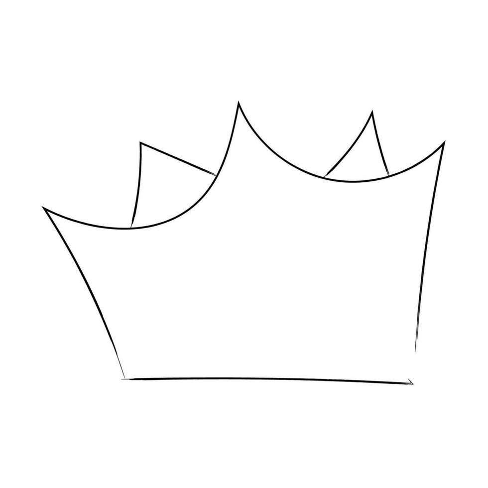 Royal crown, queen or princess diaden, tiara head, King in doodle style, hand drawn line isolated on white background. Vector illustration