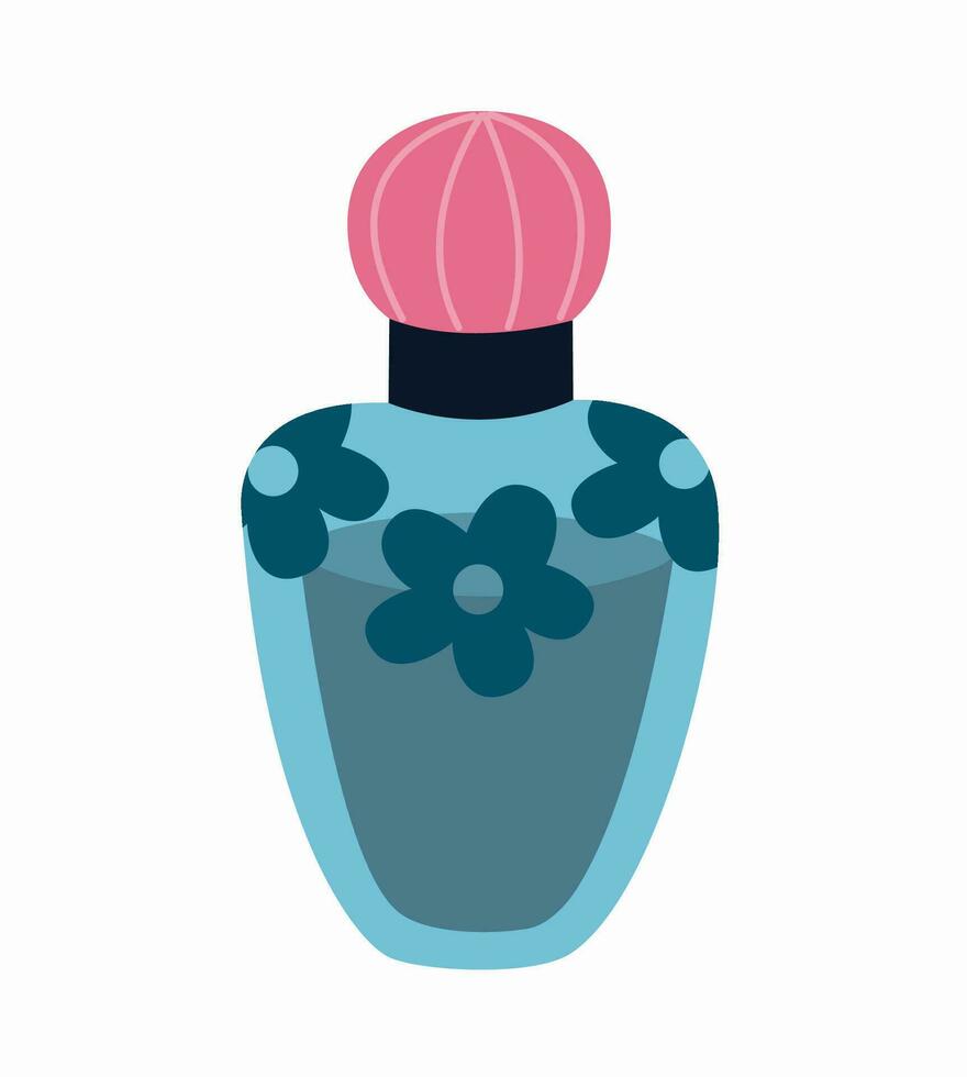 Beautiful perfume bottle. Women's perfume with different scents. Vector illustration.